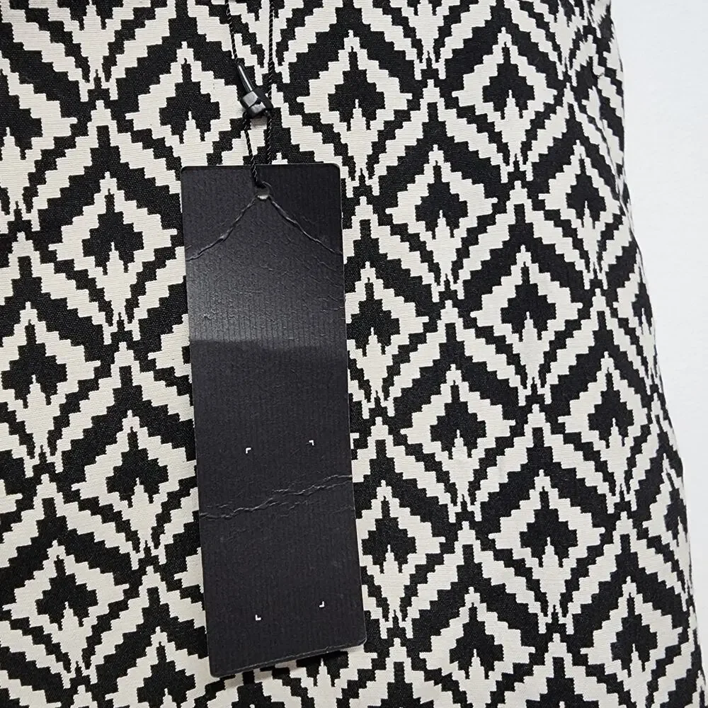 Banana Republic Womens Geo Hampton Crop Pants Size 12 Black Ecru Flat Front
